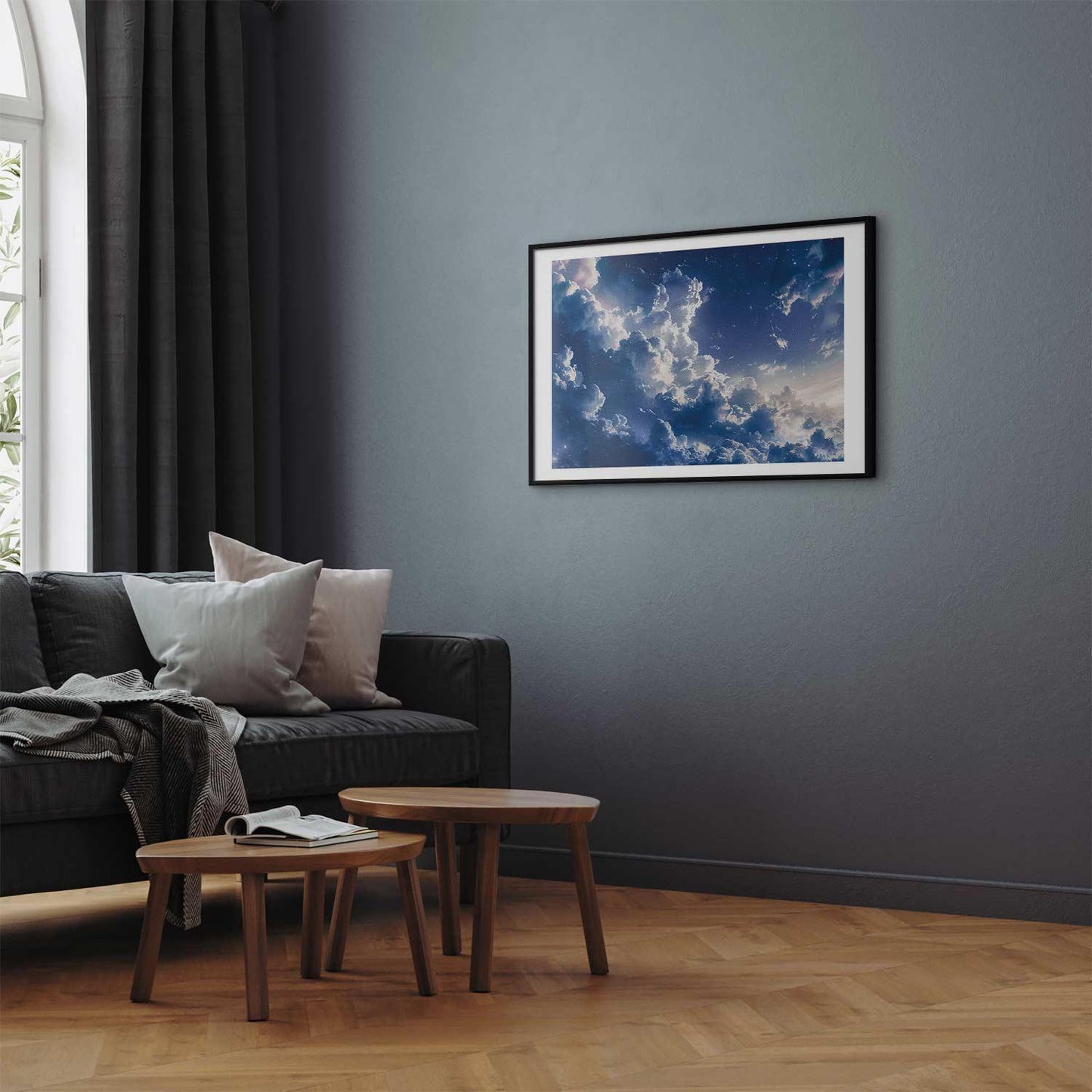 Poster - Starry Clouds and Soft Light Over a Corner of the Sky Artgeist