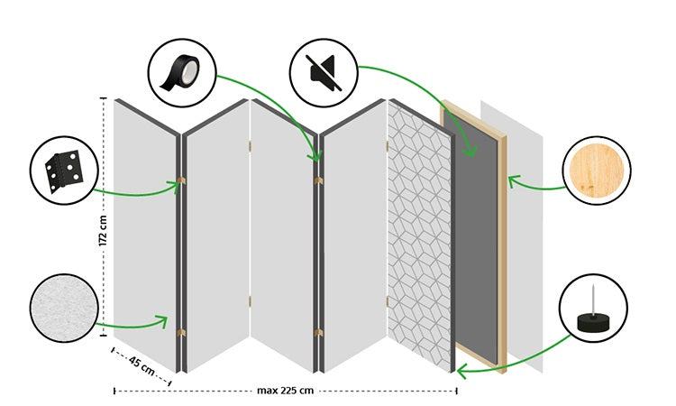 Paravent Rosa Reiher - Elegante Vögel auf zartem Pastellhintergrund