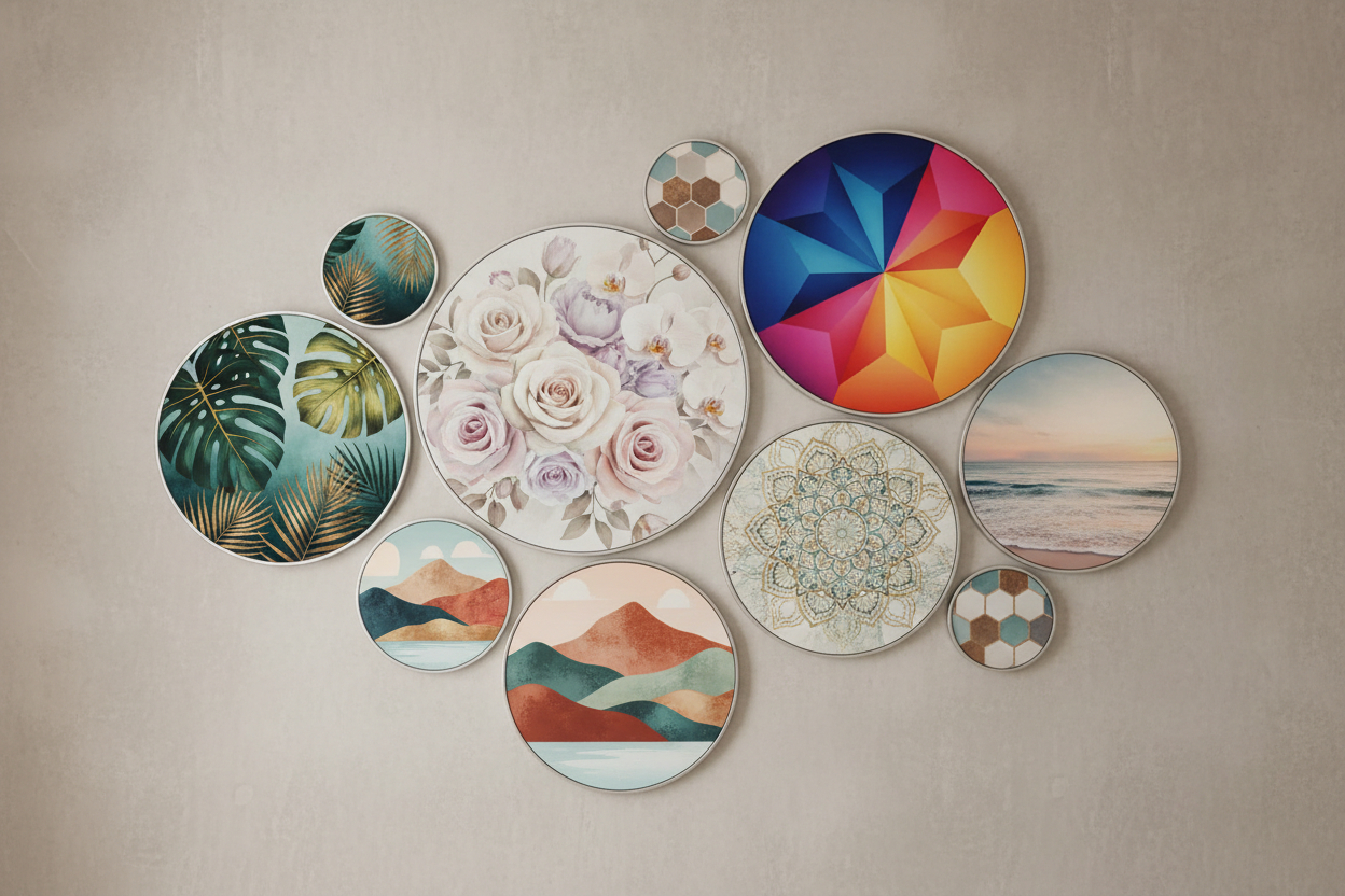 Runde Bilder - Premium Wandbilder mit Blumen, Landschaften und abstrakten Motiven in harmonischer runder Form