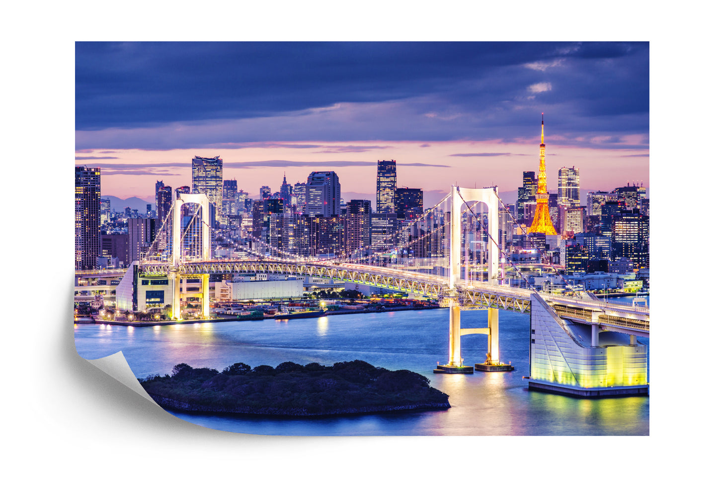 Tokio Skyline – Fototapete mit Stadtpanorama bei Nacht