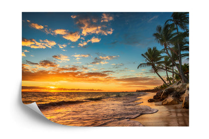 Fototapete Strand der Träume – Landschaft mit Meer bei Sonnenuntergang