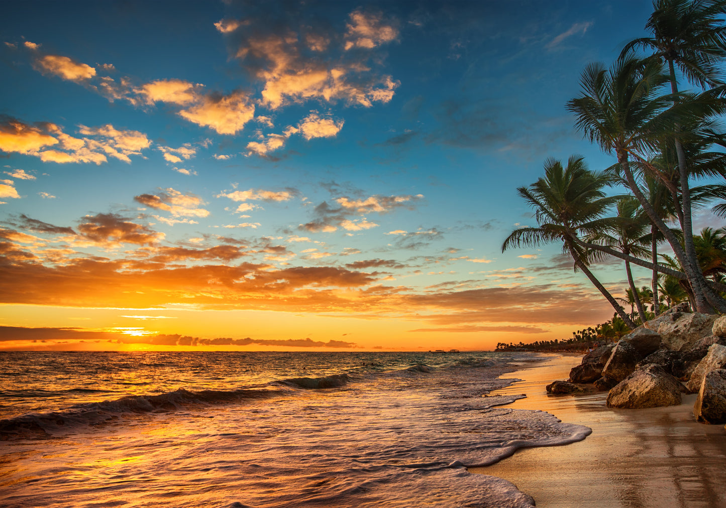 Fototapete Strand der Träume – Landschaft mit Meer bei Sonnenuntergang