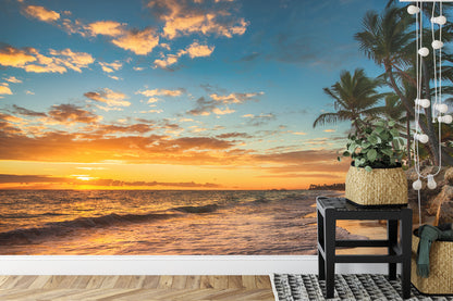 Fototapete Strand der Träume – Landschaft mit Meer bei Sonnenuntergang