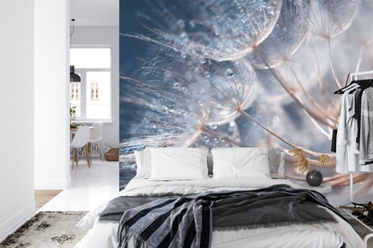 Fototapete Pusteblume mit Tautropfen - Sanfte Makro-Aufnahme