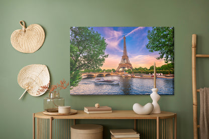 Leinwandbild Eiffelturm Paris – Romantische Stadtansicht mit Wahrzeichen