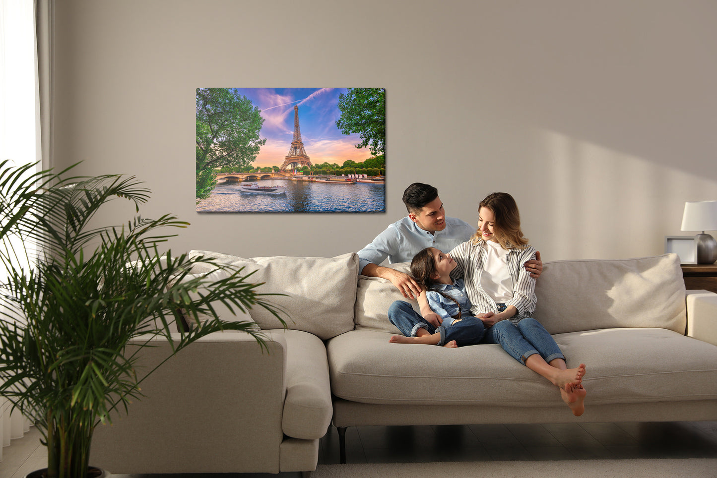 Leinwandbild Eiffelturm Paris – Romantische Stadtansicht mit Wahrzeichen