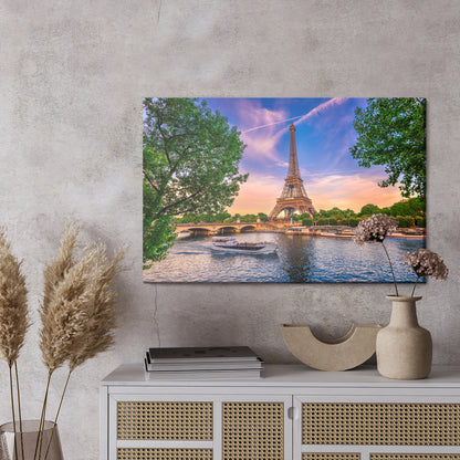 Leinwandbild Eiffelturm Paris – Romantische Stadtansicht mit Wahrzeichen