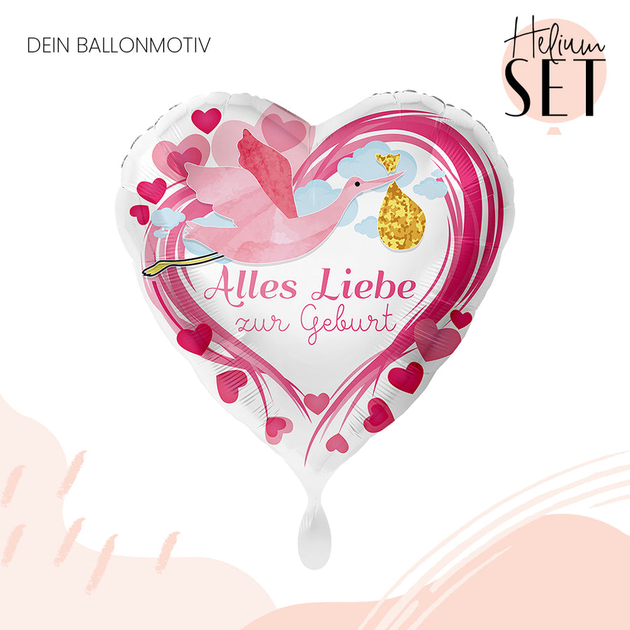 Helium Set - Alles Liebe zur Geburt Pink