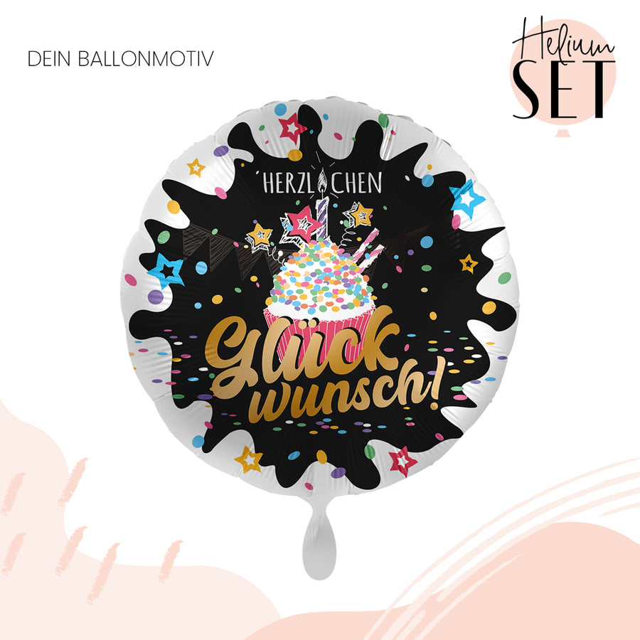 Helium Set - Herzlichen Glückwunsch Cupcake