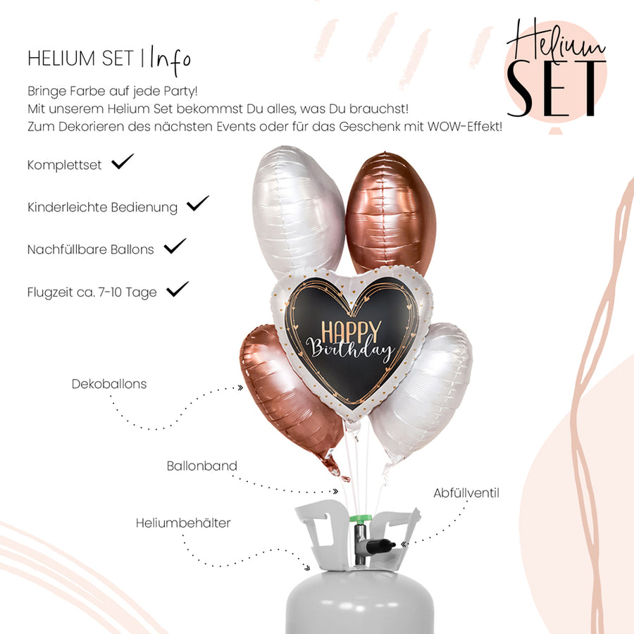 Helium Set - Happy Birthday Elegant Hearts