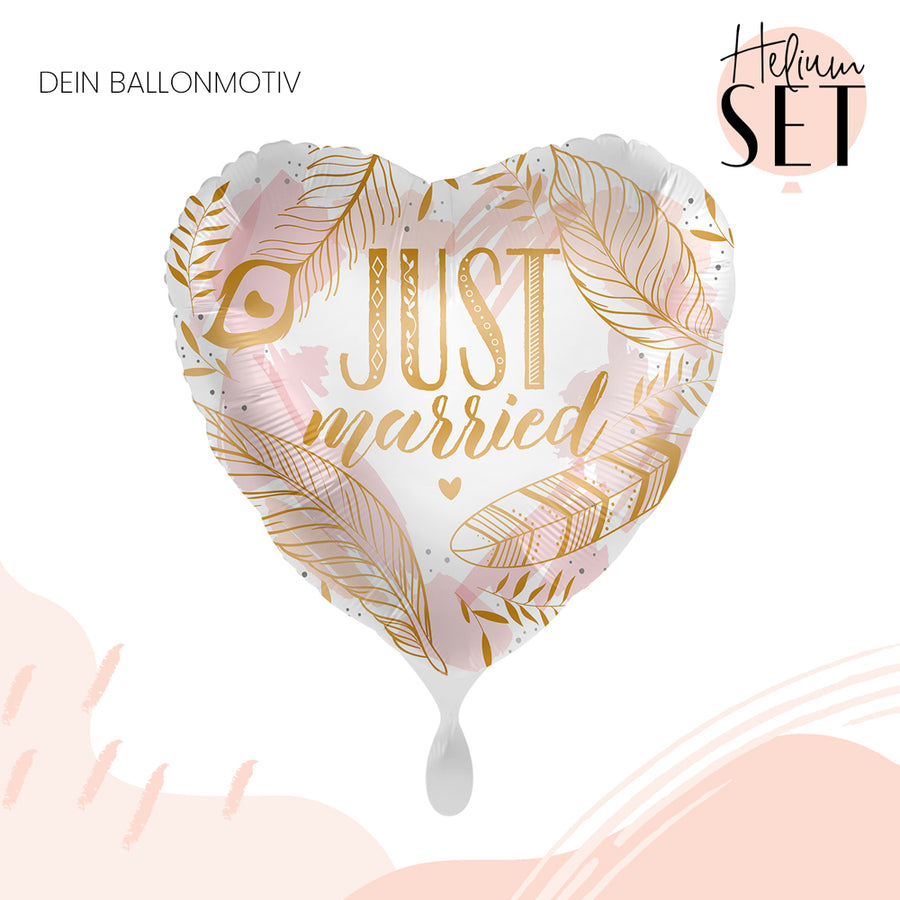 Helium Set - Just Married Boho Feathers