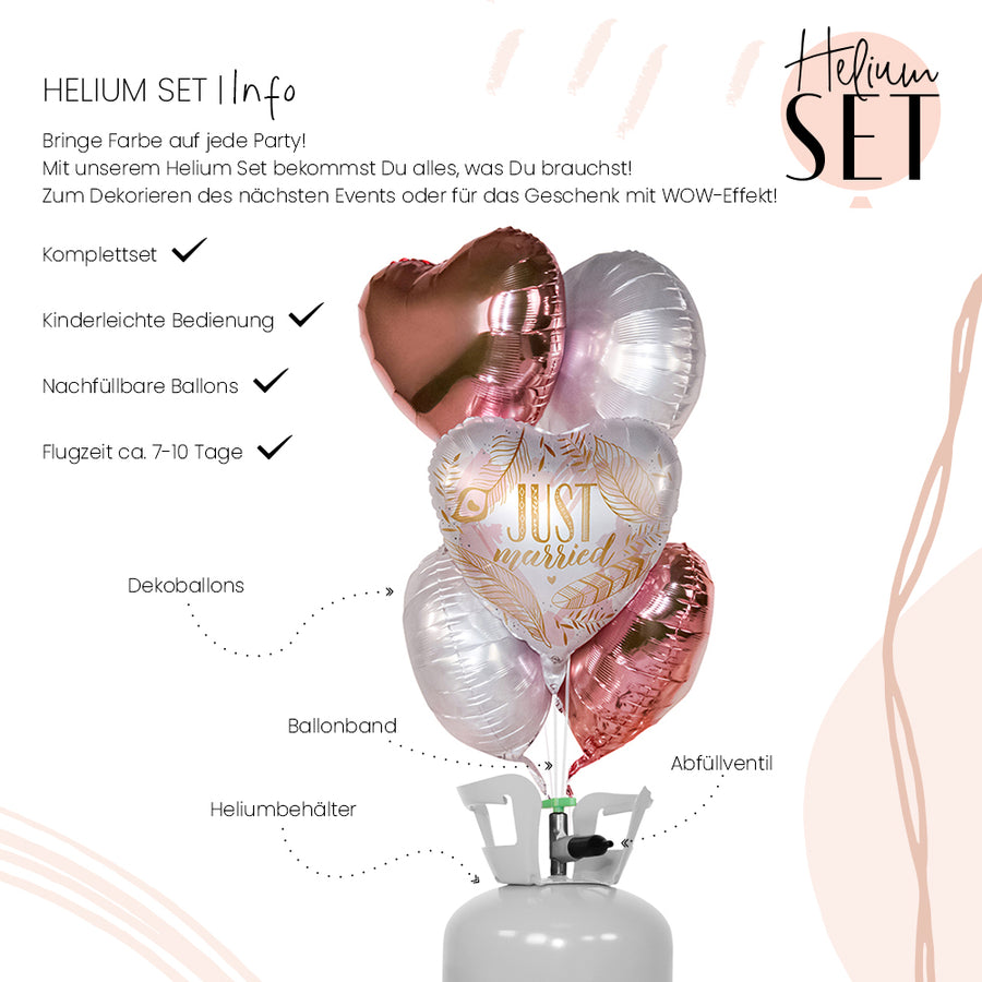 Helium Set - Just Married Boho Feathers