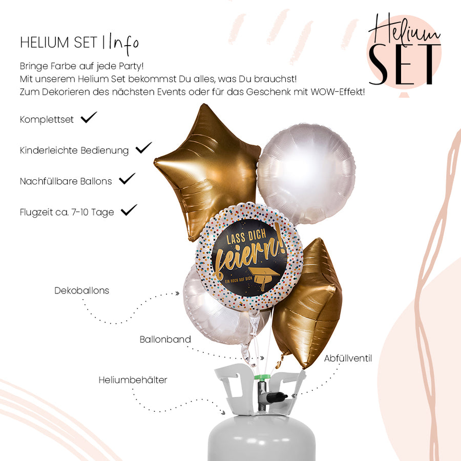 Helium Set - Lass Dich feiern Grad Cap