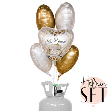 Helium Set - Just Married Auto Gold