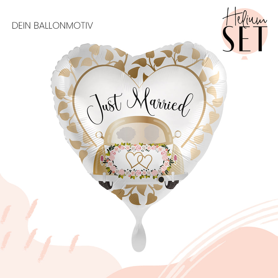 Helium Set - Just Married Auto Gold