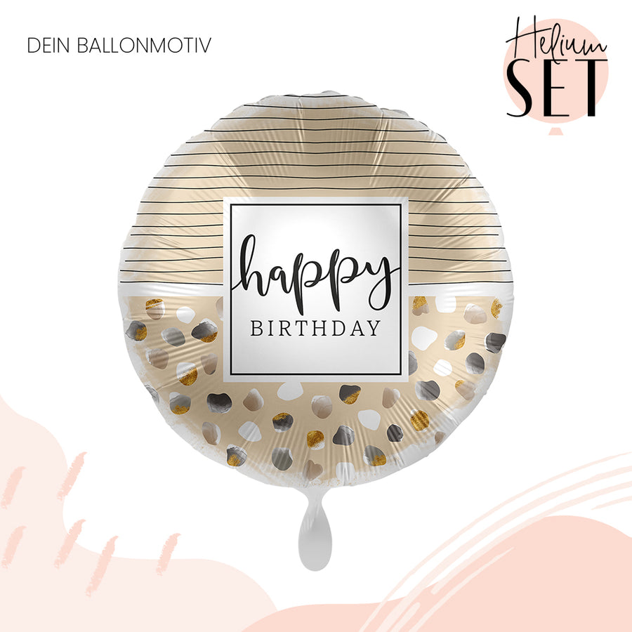 Helium Set - Birthday Natural Dots & Stripes