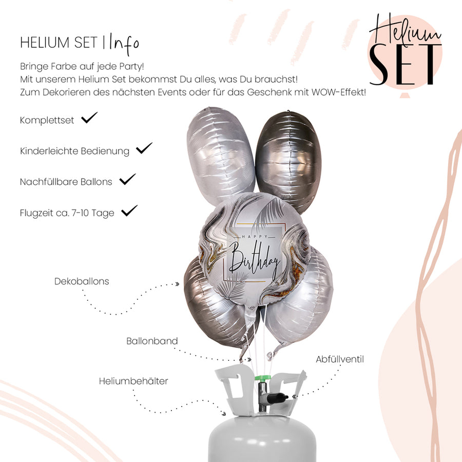 Helium Set - Modern Silver Birthday