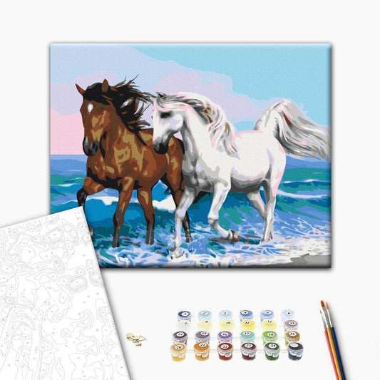 Malen nach Zahlen - Horses at the Seaside