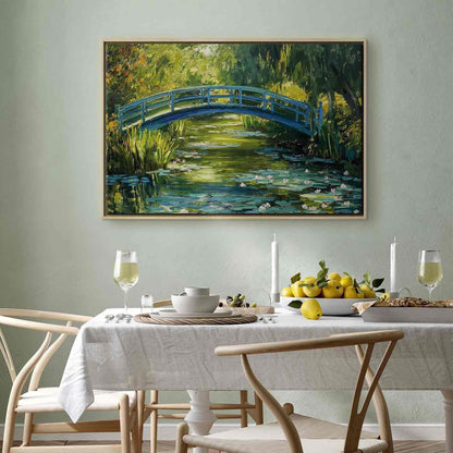 Leinwandbild - Impressionist bridge - painting of a bridge against a picturesque background