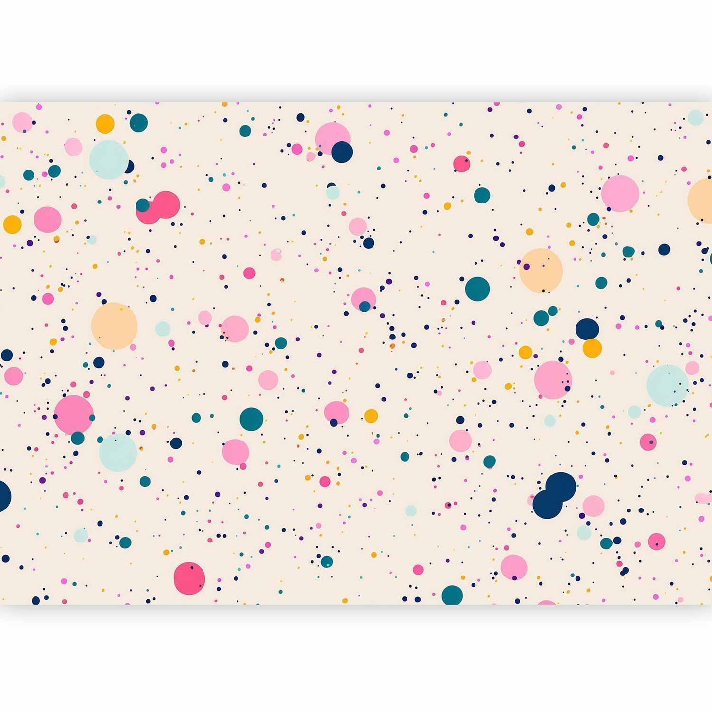 Fototapete - Dots Speckles and Splatters Multicolored Cheerful Pattern on a Light Pink Background