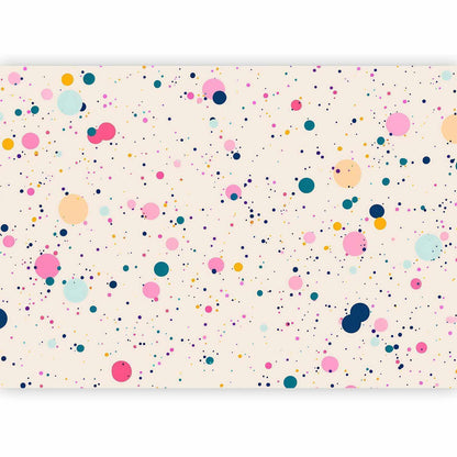 Fototapete - Dots Speckles and Splatters Multicolored Cheerful Pattern on a Light Pink Background