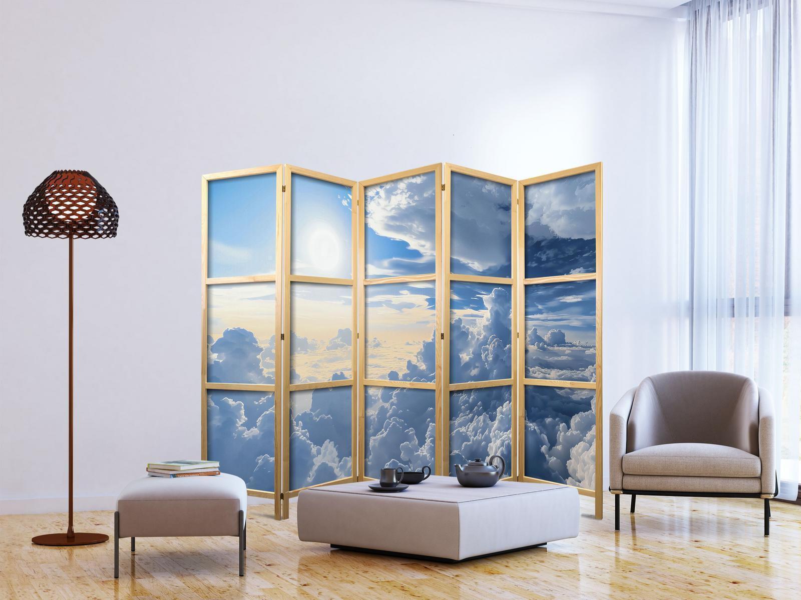 Japanischer Paravent - Symphony of Light: Sun and Clouds Collaborating on a Beautiful Sky Artgeist