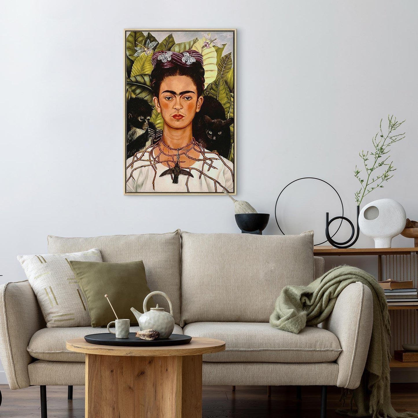 Leinwandbild - Frida Kahlo – Self-Portrait with Thorn Necklace and Hummingbird