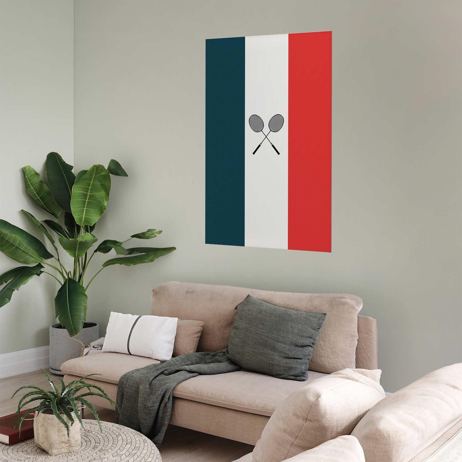 Poster - French Flags and Black Badminton Rackets Artgeist