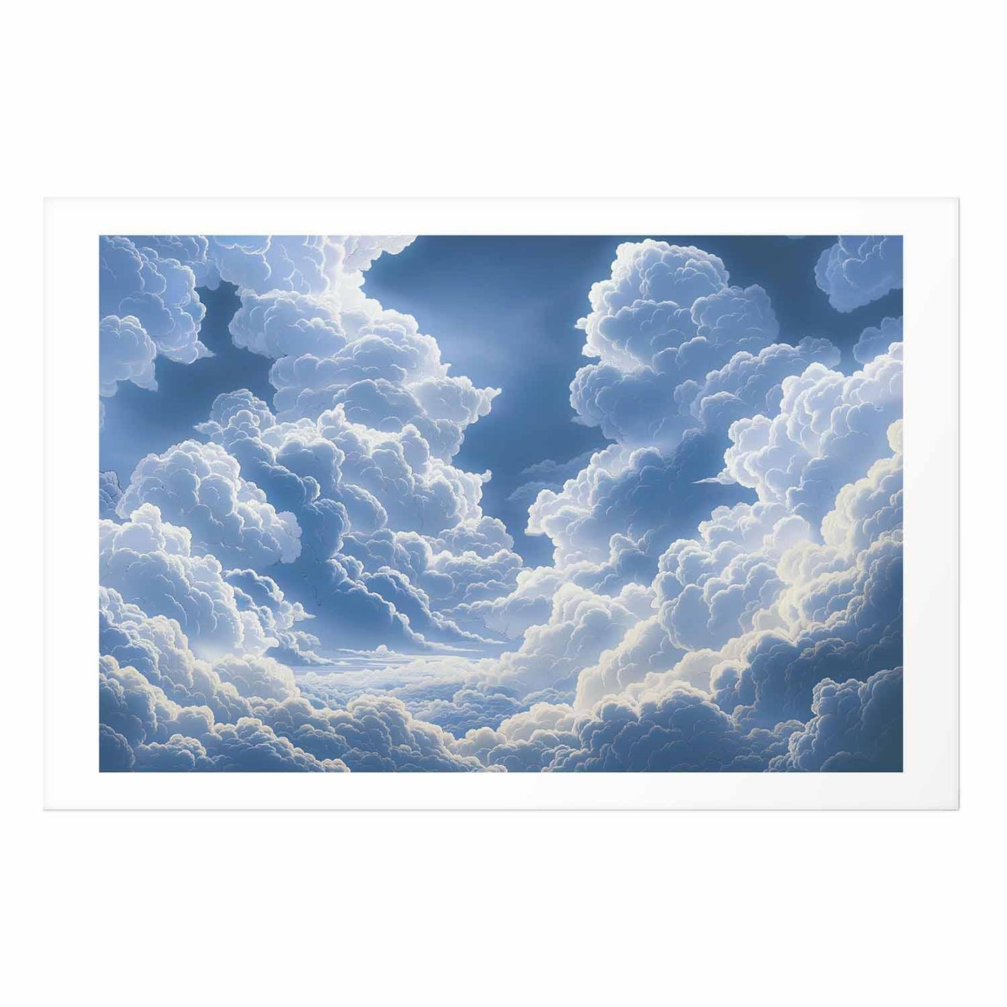 Poster - Blue Sky Breaking Through White, Fluffy Clouds