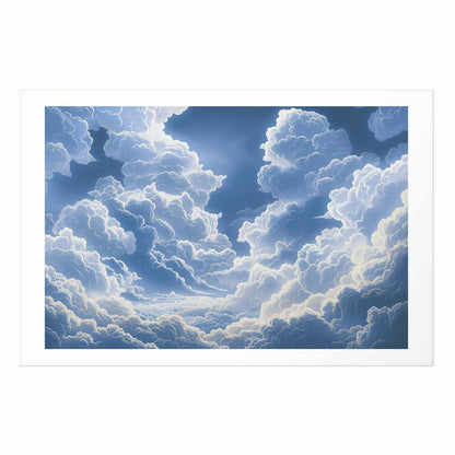 Poster - Blue Sky Breaking Through White, Fluffy Clouds