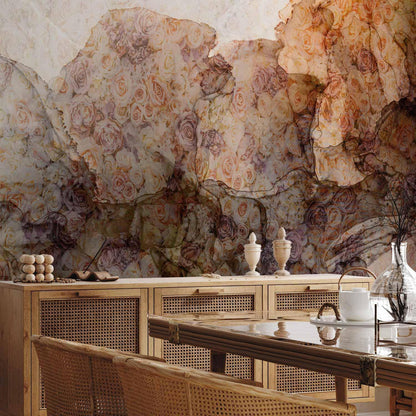 Fototapete Rosen Gewebt - Romantische Rosenmotive in sanften Farbtönen