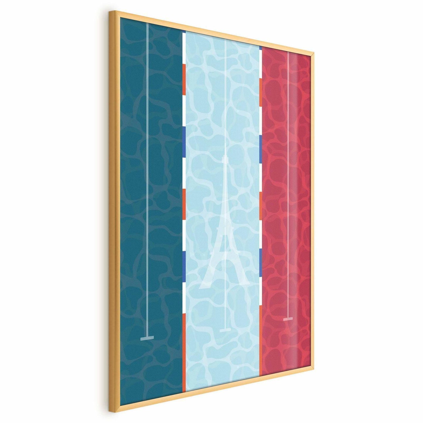 Poster - Illustration of a Pool Against the French Flag