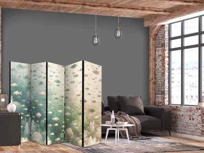 Paravent - Fish and Diverse Vegetation - A Group of Fish in Pastel Muted Colors Among Oceanic Vegetation Artgeist