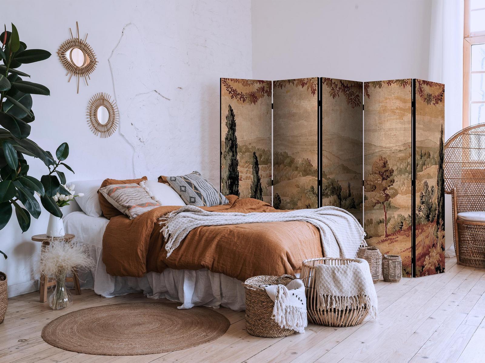 Paravent - Landscape with Cypresses - Old Tapestry with Mediterranean Vegetation Artgeist