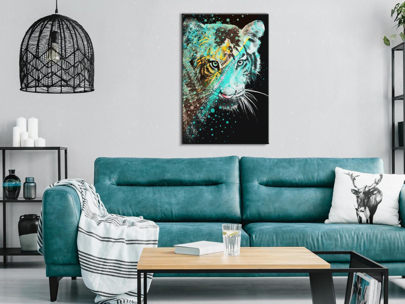 Leinwandbild - Mint Tiger (1 Part) Vertical Artgeist
