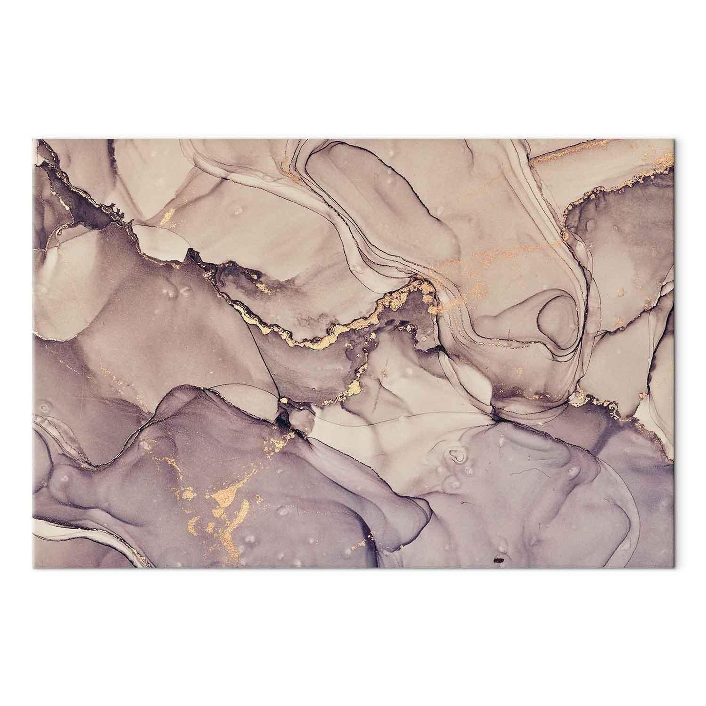 Leinwandbild - Watercolour abstraction - powder pink marble with gold accents