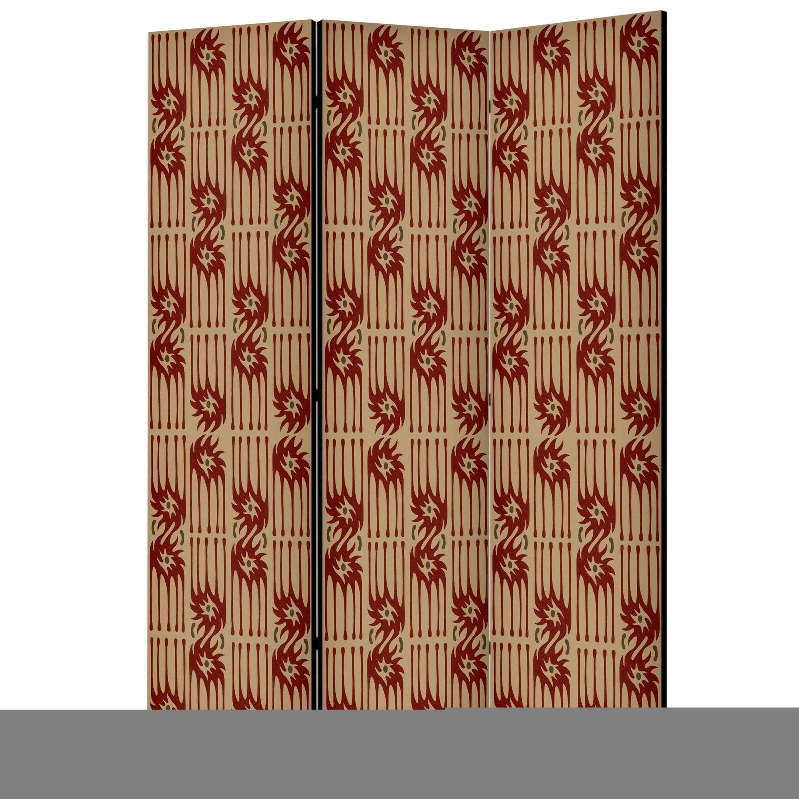 Paravent - Predatory Features - Red Abstract Shapes Inspired by Tribal Artgeist