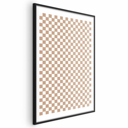 Poster - Geometry and Browns - a chessboard pattern in neutral shades