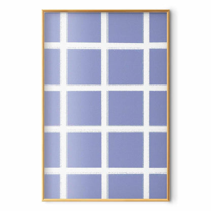 Poster - White Lines - a grid with large gaps on a blue background