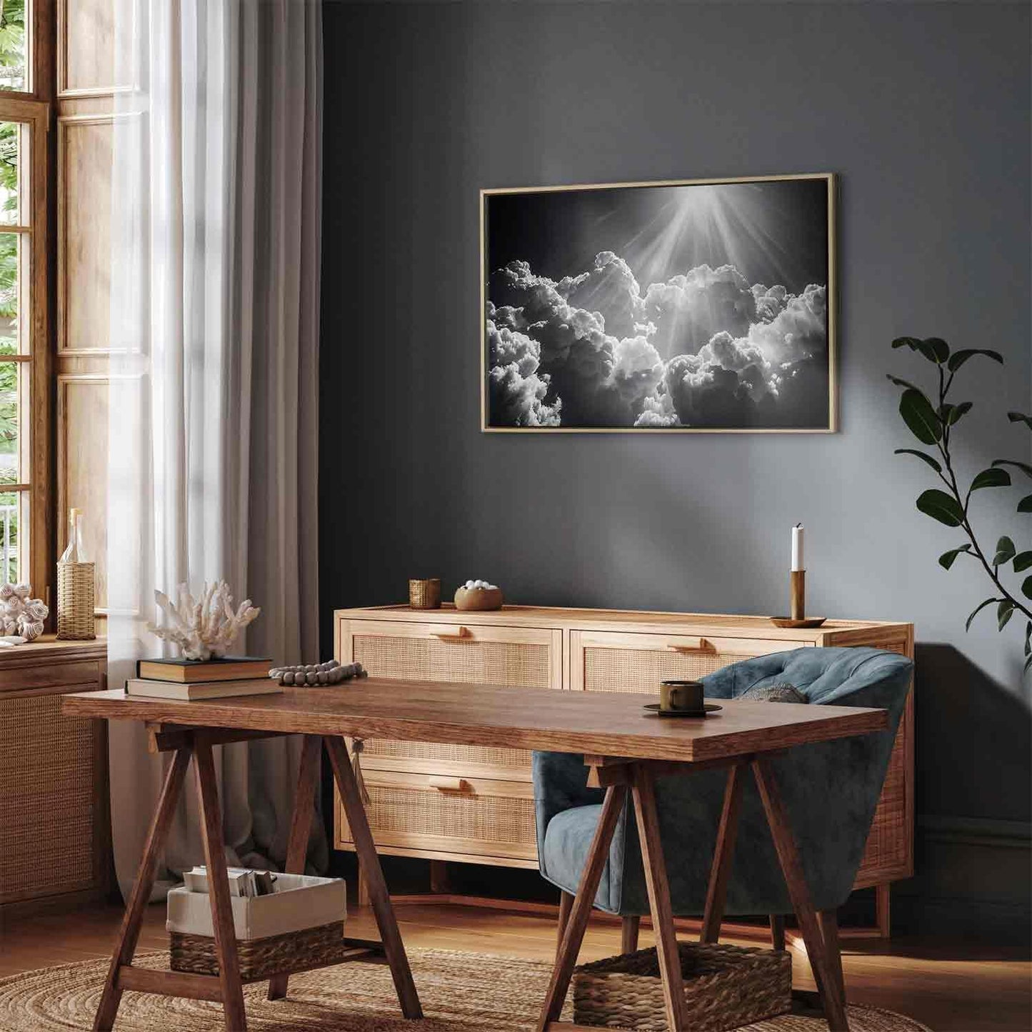 Leinwandbild - Hope in the Clouds: Inspiring Rays of the Sun – Awaken Emotions