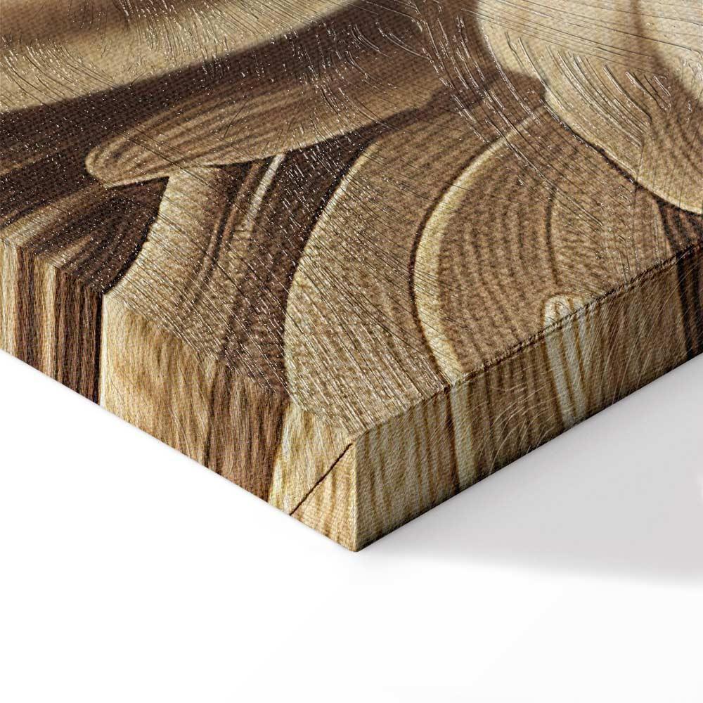 Leinwandbild - Carved Baroque Ornaments Rich Composition in Sepia Colors