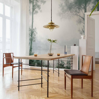 Fototapete - Retro Landscape - Grove Trees and Pond in Patinated Shades of Green