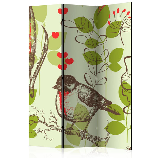 Paravent - Bird and lilies vintage pattern Artgeist