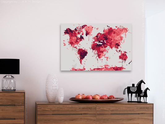 Weltkarte Wandbild zum Ausmalen - Detaillierte Kontinente-Darstellung mit nummerierten Feldern für entspannende Malstunden - Sawelt