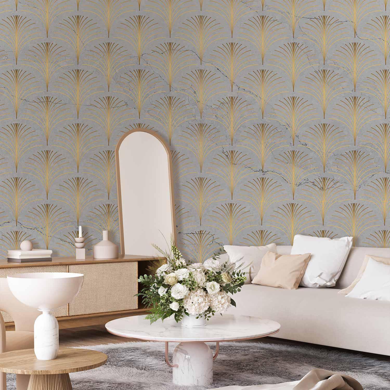Fototapete - Linear Pattern With Gold Artgeist