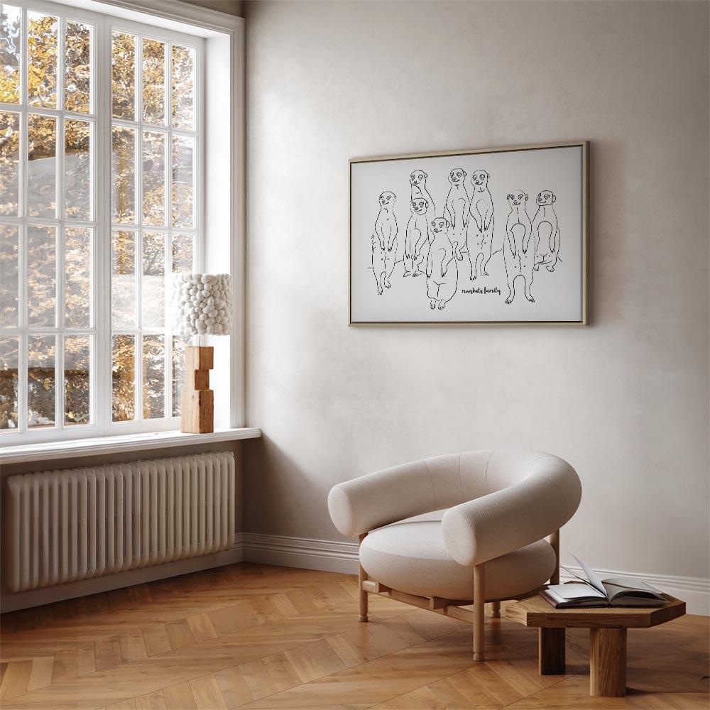 Leinwandbild - Animal Patrol (1-part) - Meerkats on Black and White Background