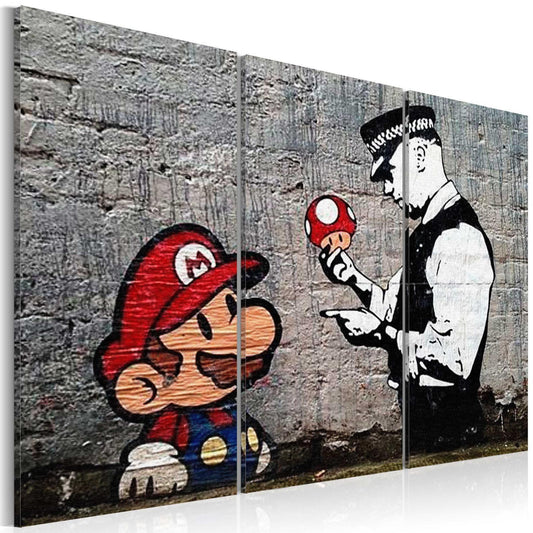 Leinwandbild - Super Mario Mushroom Cop by Banksy
