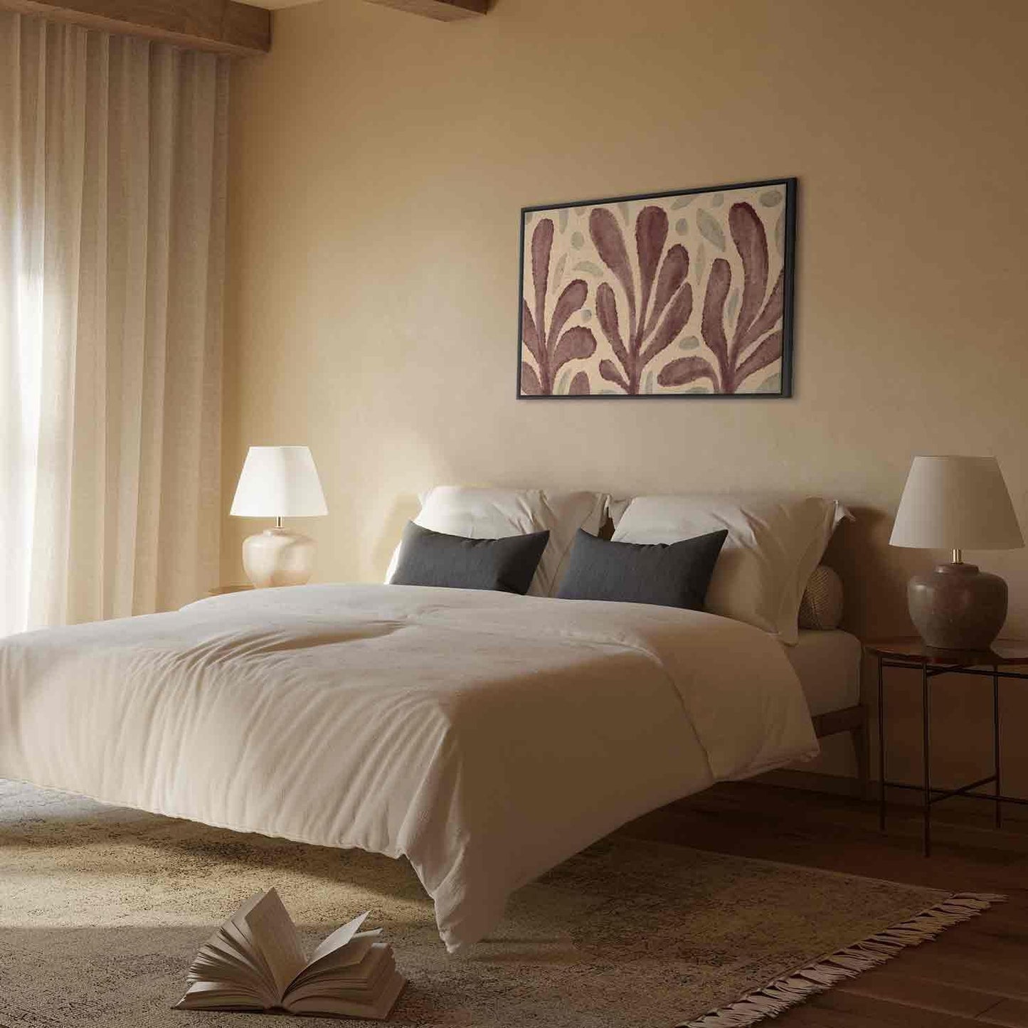 Leinwandbild - Leaves and spots – large vibrant shapes inspired by Matisse