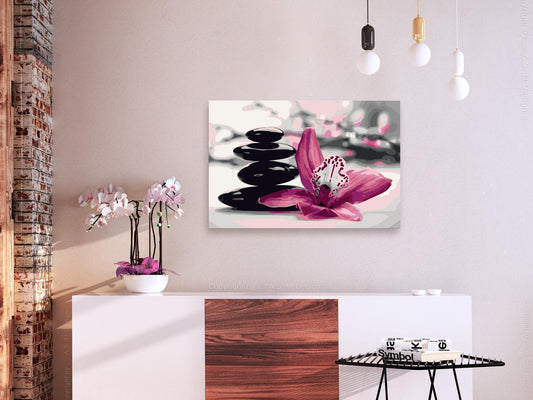 Steinturm Zen-Stil Wandbild zum Ausmalen - Meditatives Motiv mit nummerierten Feldern für entspannende und achtsame Malstunden - Sawelt