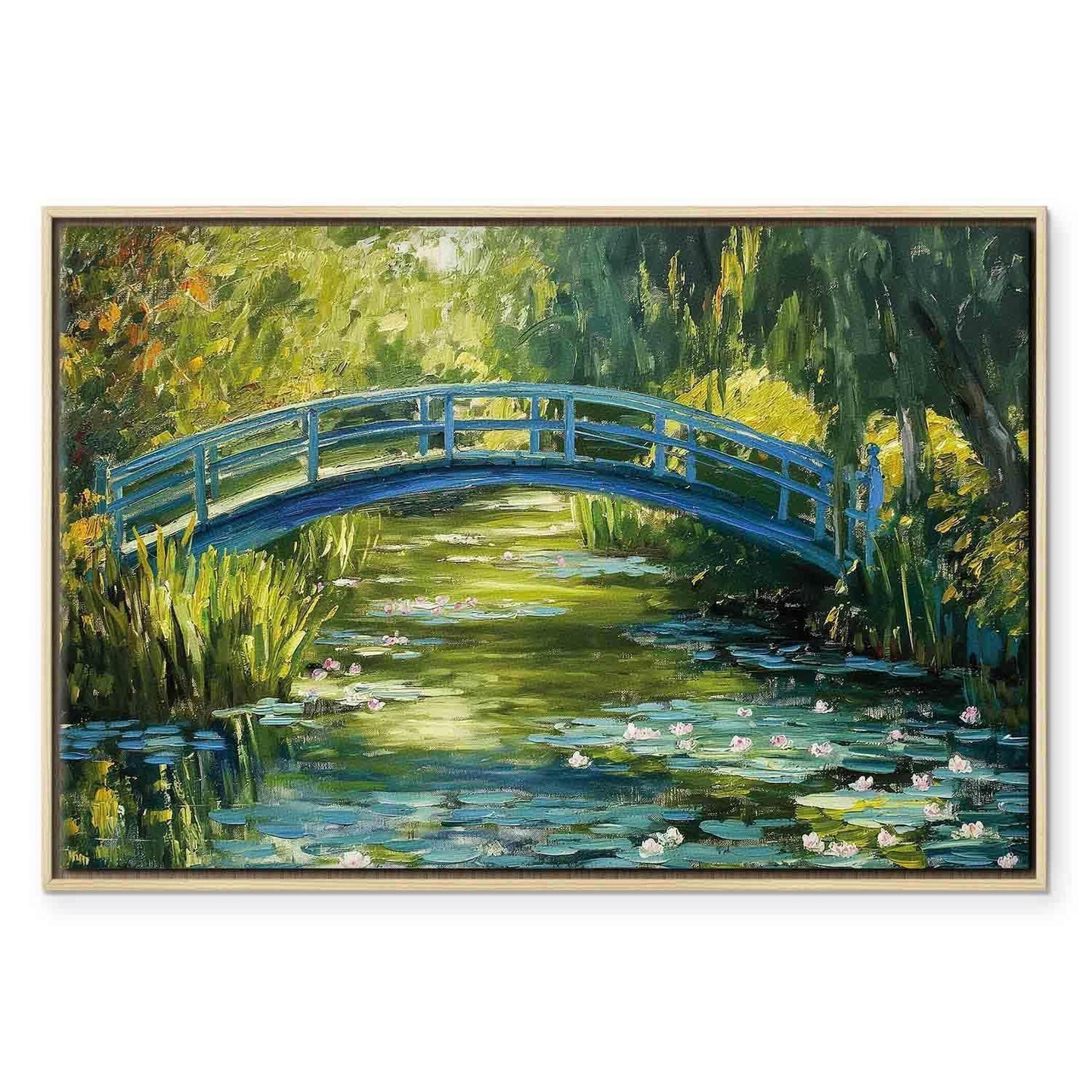 Leinwandbild - Impressionist bridge - painting of a bridge against a picturesque background